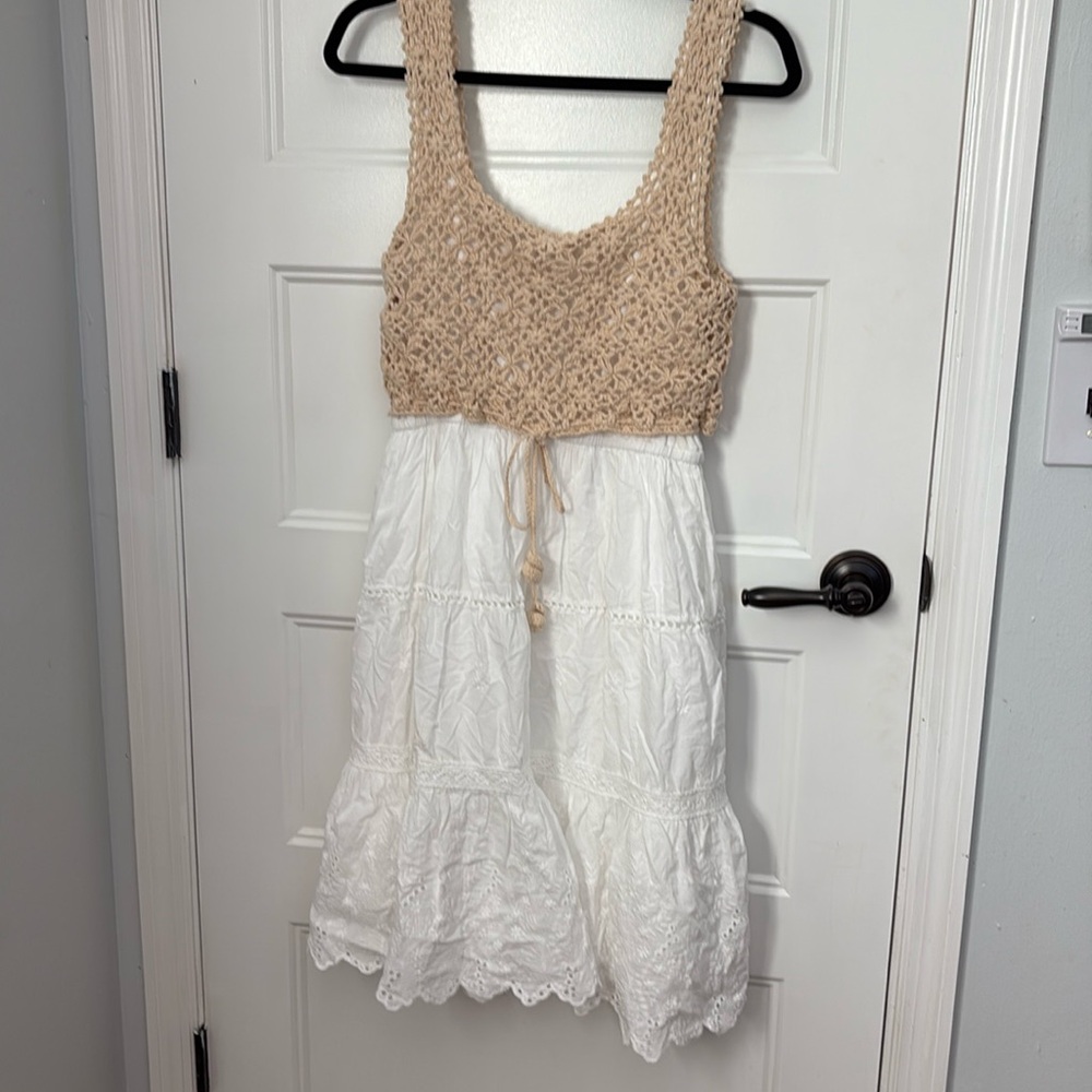 Anthropologie crochet embroidered dress